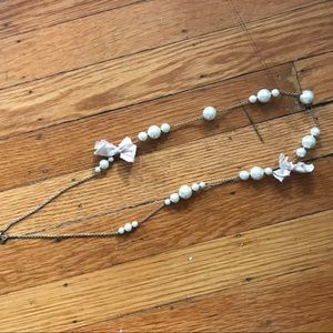 J. Crew pearl bow gold necklace